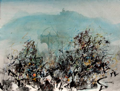 the-moors-of-basket-town In The Moors of basket Town, painting by Anders Tomlinson. 12 x 16 inchel, acrylics-watercolor paper. Photo by Anders Tomlinson