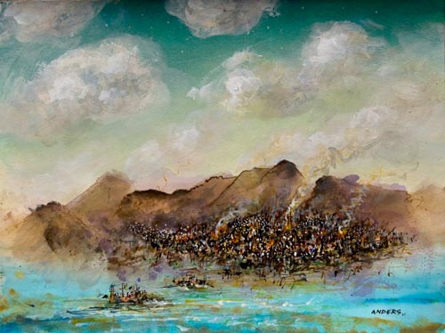 the-ocean-is-still-rising The Ocean is Still Rising, painting by Anders Tomlinson, 16 x 20 inches, acrylics- watercolor paper. Photo by Anders Tomlinson.